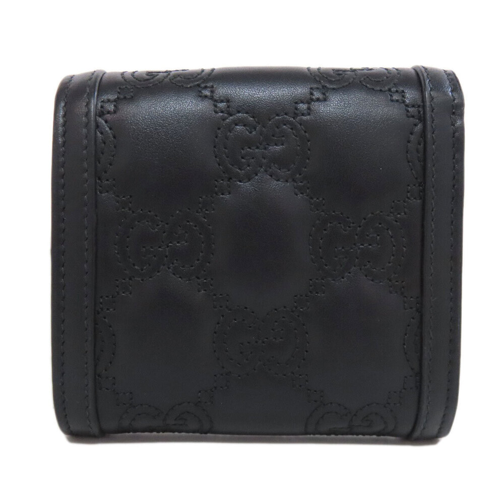 Gucci GG Leather fold Matelasse Bi Wallet Black